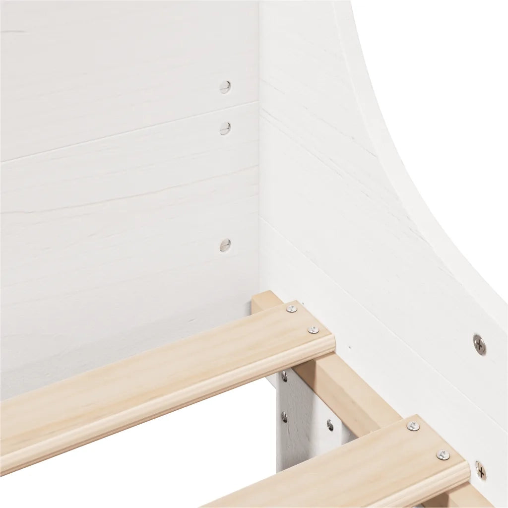 Letto senza Materasso-Struttura Letto Bianco 135x190 cm Legno Massello di Pino 669988