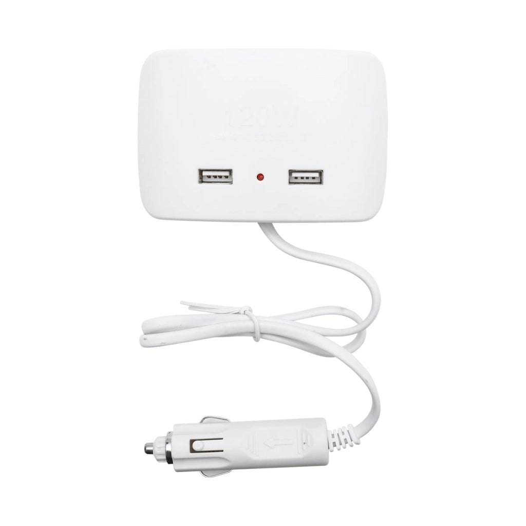 Adattatore triplo per accendisigari da auto 12/24V bianco e 2 porte USB 5V/1000mA