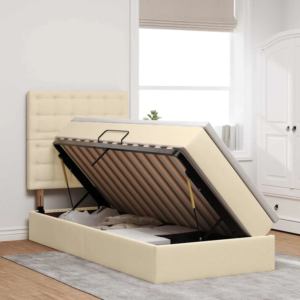 Letto con contenitore e LED Crema 90 x 200 cm Poliestere 3372520