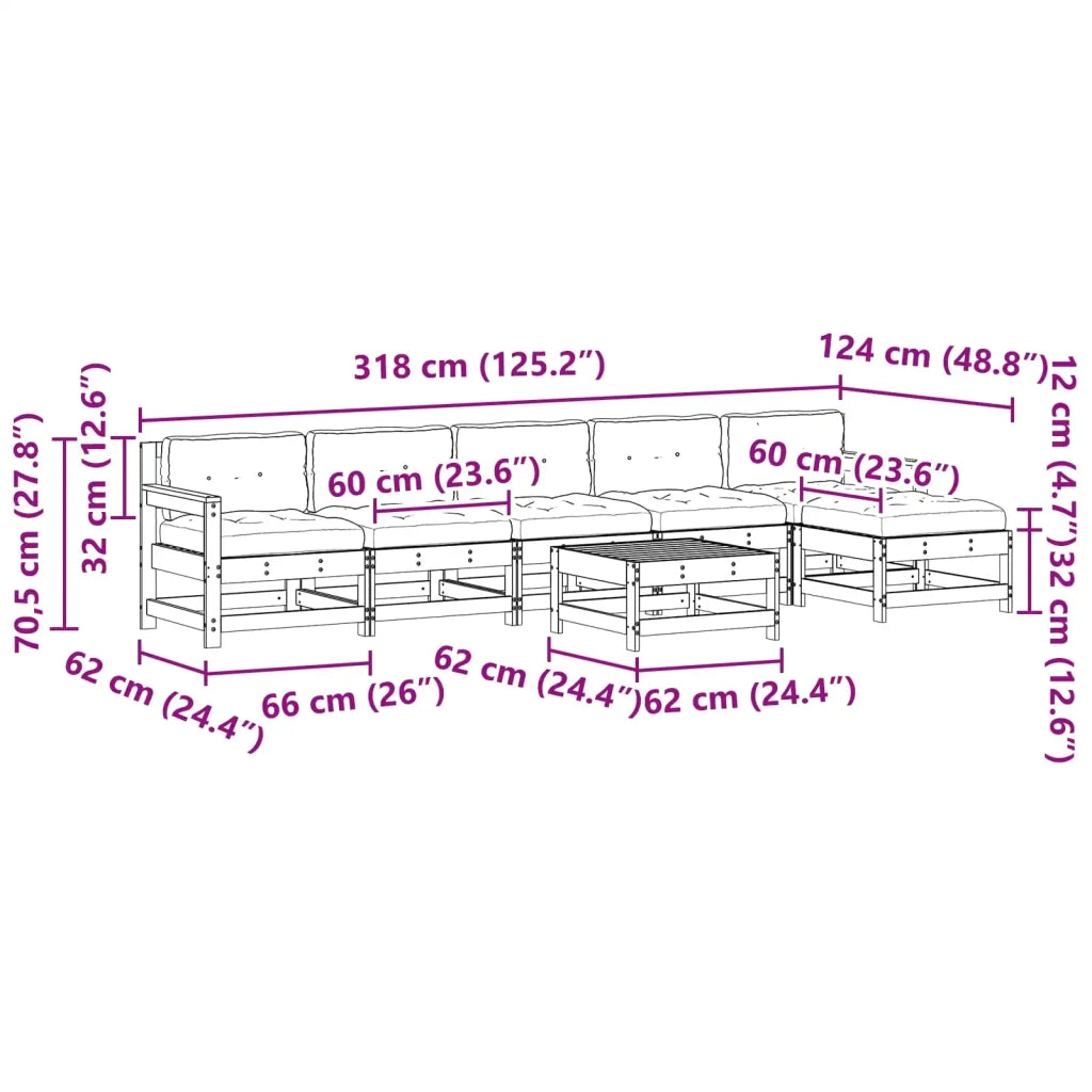 Set Lounge da Giardino 7 pcs Marrone Cerato 3418092