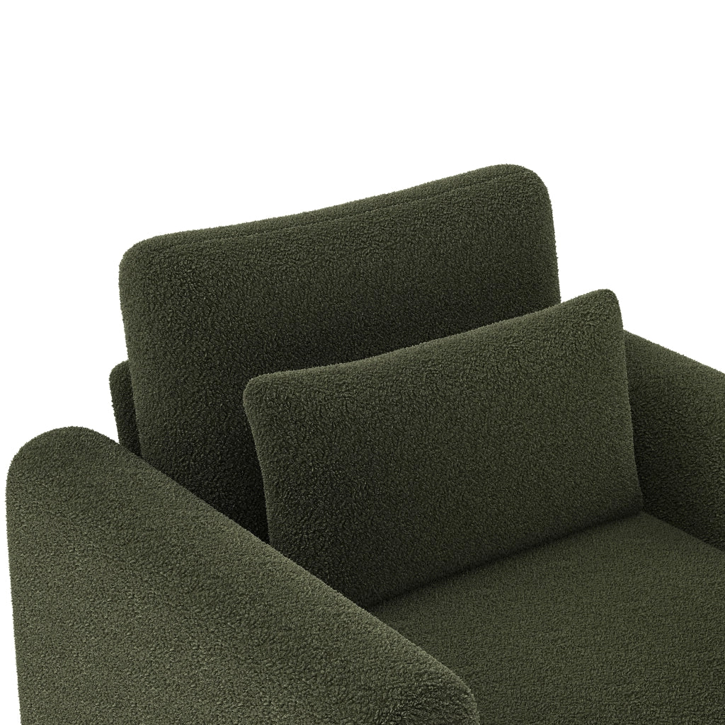 poltrona lounge 1 posto con cuscino spesso sfoderabile e braccioli; tessuto bouclÃ© verde 87 Ã— 83 Ã— 88.5 cm