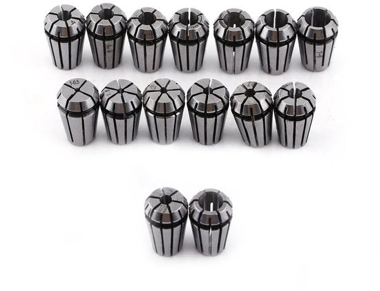 Collet Set 15 pezzi - Attrezzatura CNC - Precisione - Alta Elasticità - Confezione Protettiva - Per Macchine per Fresatura e Graveatura - Testa di Fresatura
