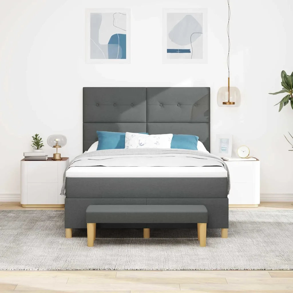 Letto a molle con materasso Grigio scuro 160 x 200 cm Tessuto