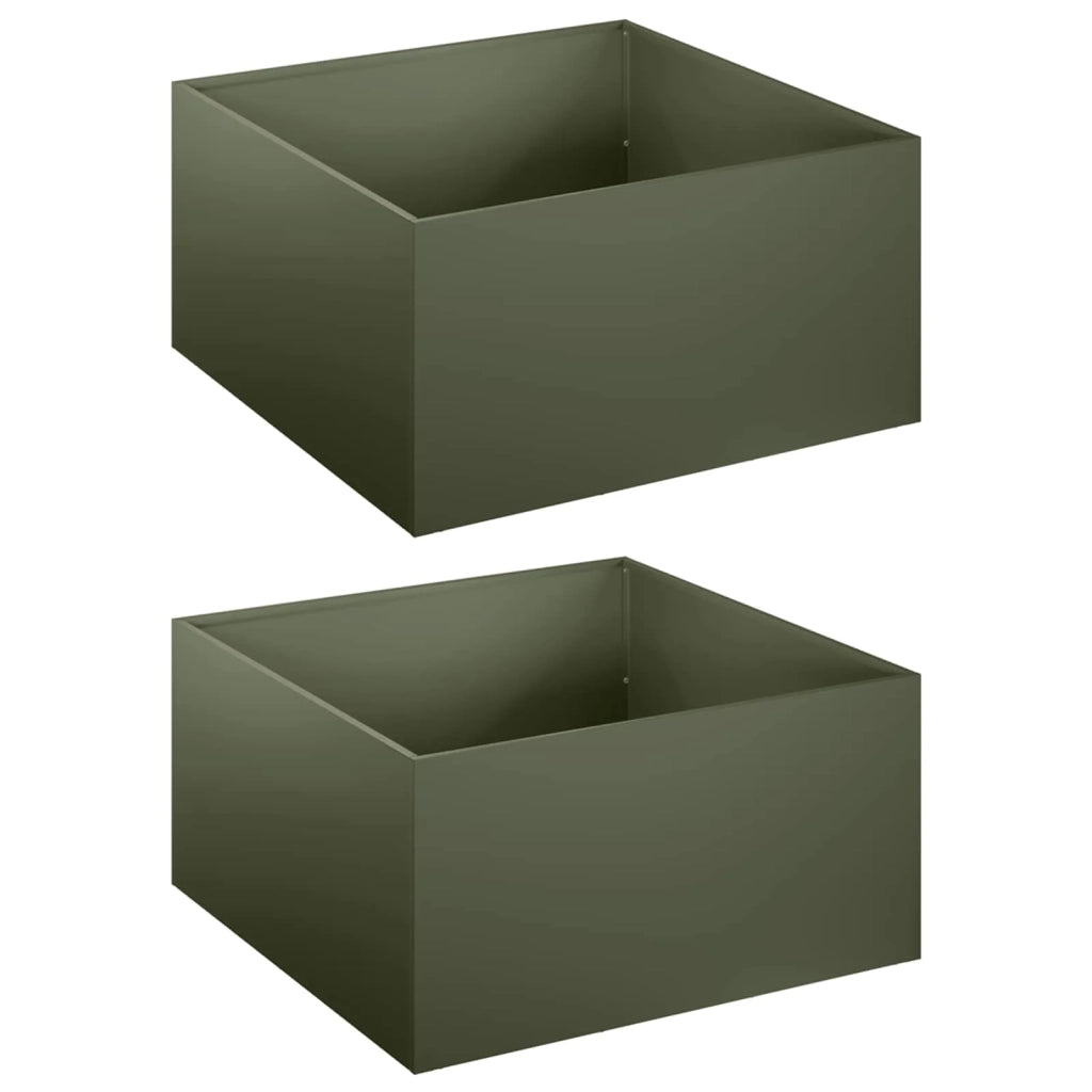 Vaso da giardino 2 pz Verde Oliva 40 x 40 x 30 cm 8005043