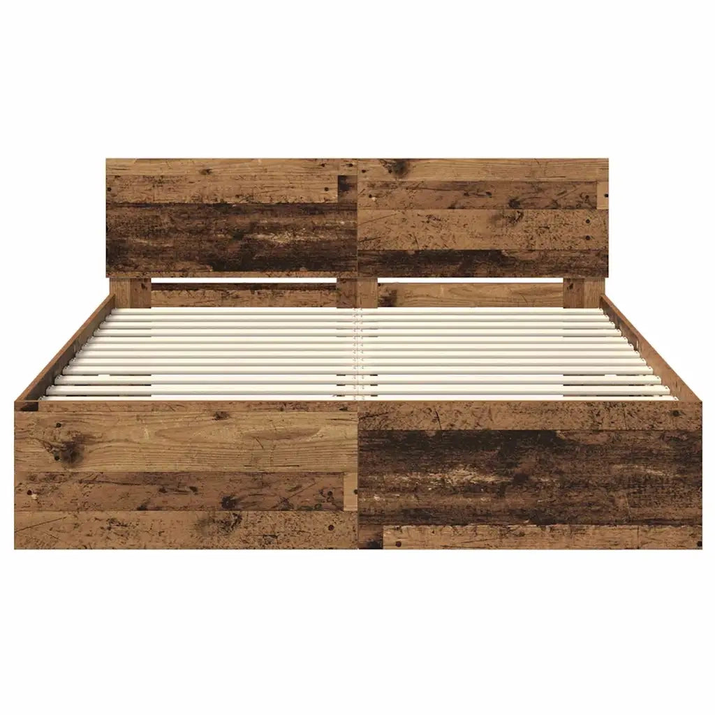 Letto matrimoniale | Letto per adulti | Struttura del letto con testiera Legno vecchio 150 x 200 cm
