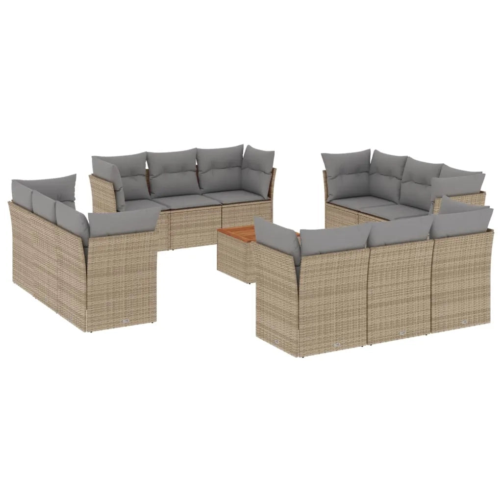 Set Divano da Giardino 13 pz con Cuscini Beige in Polyrattan 3223539