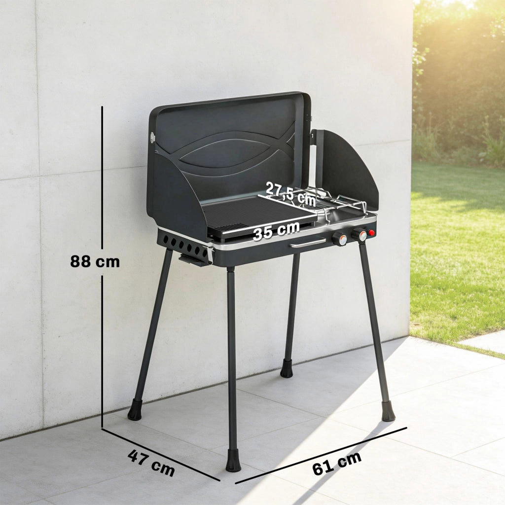 Barbecue a gas portatile 2 bruciatori 7 kW ¨C Minimal ¨C grigio