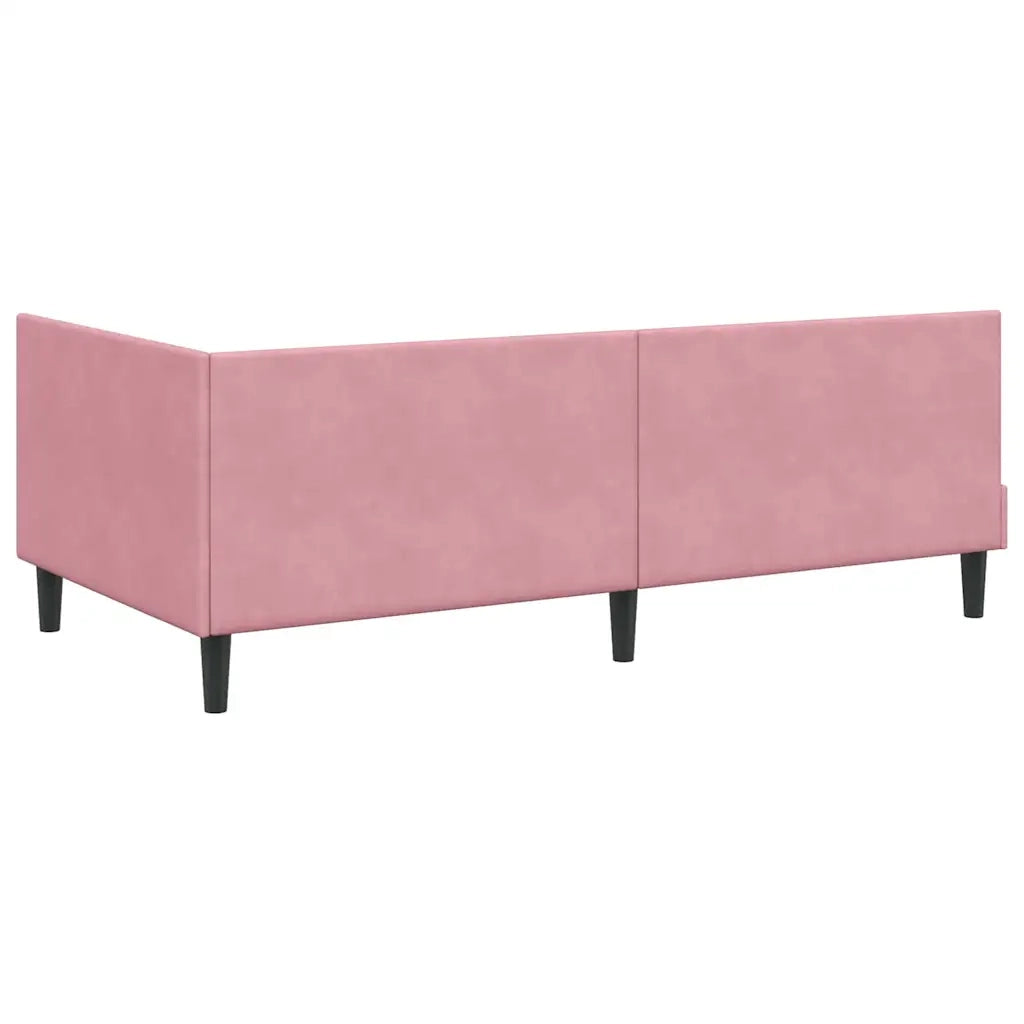 Cornice del letto ad angolo Rosa 100 cm x 200 cm Velluto 42016239
