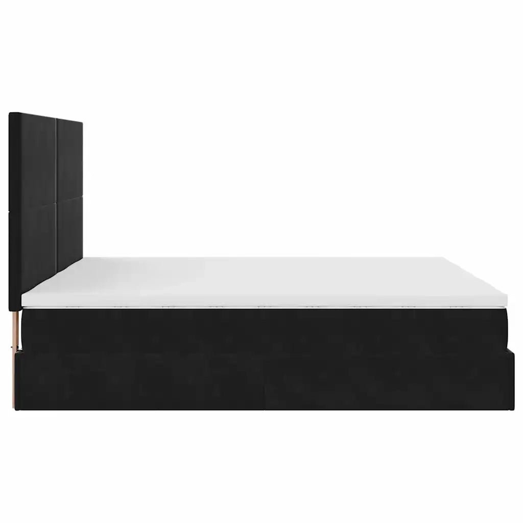 Struttura Letto Pouf con Materassi Nero 180x200 cm in Velluto 3313756