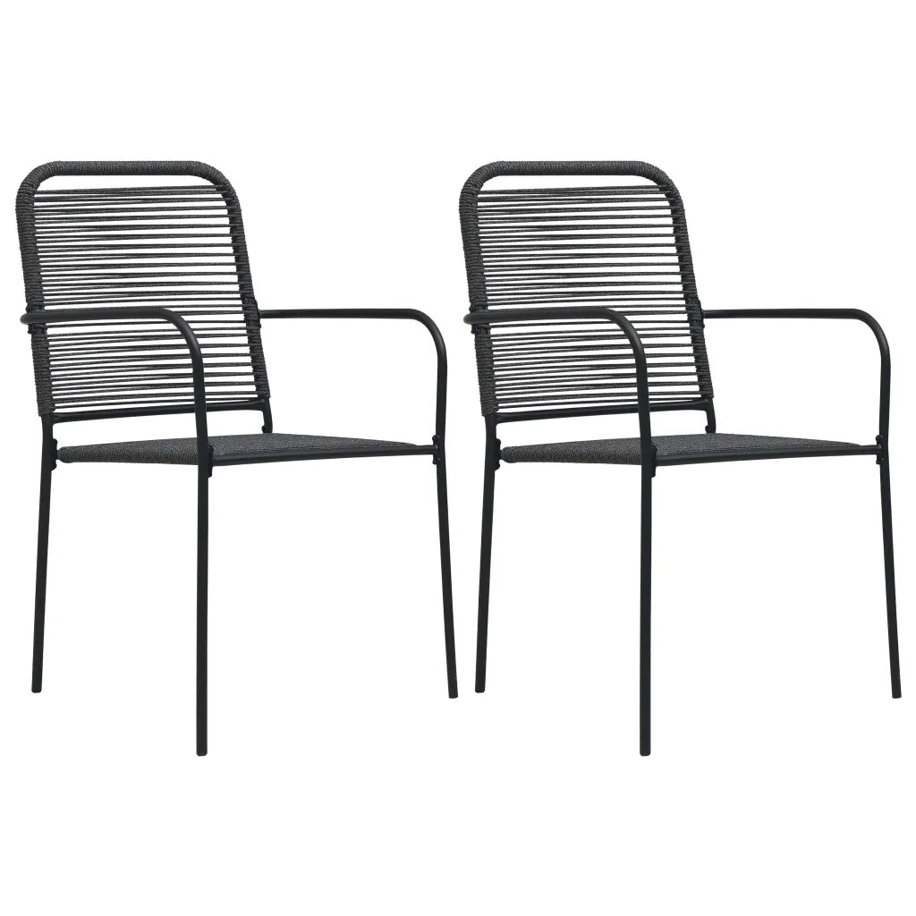 Set da Pranzo da Esterni 3 pz in Corda di Cotone e Acciaio Nero 3058277