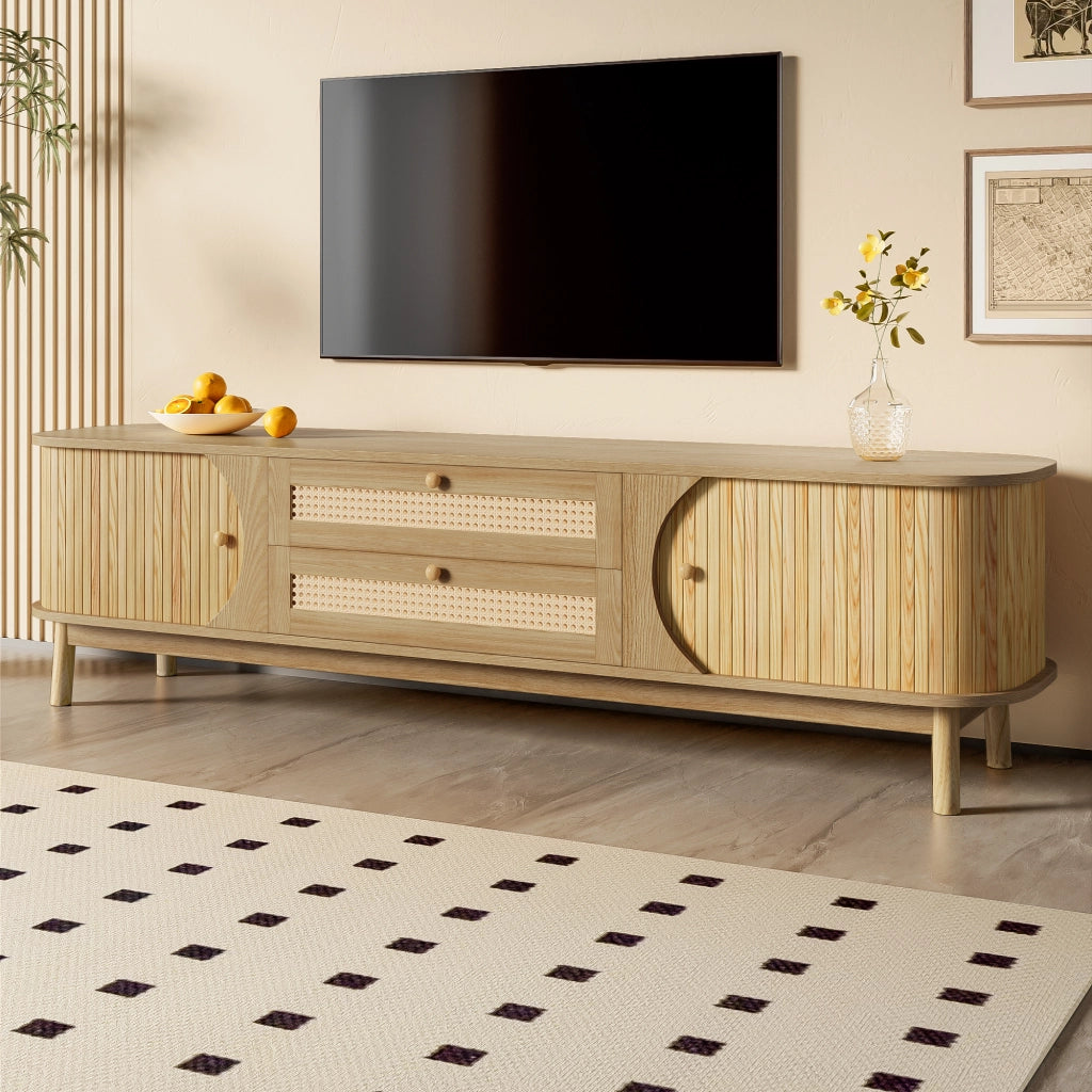 Cassettiera per TV colore naturale in MDF lunghezza 170 cm