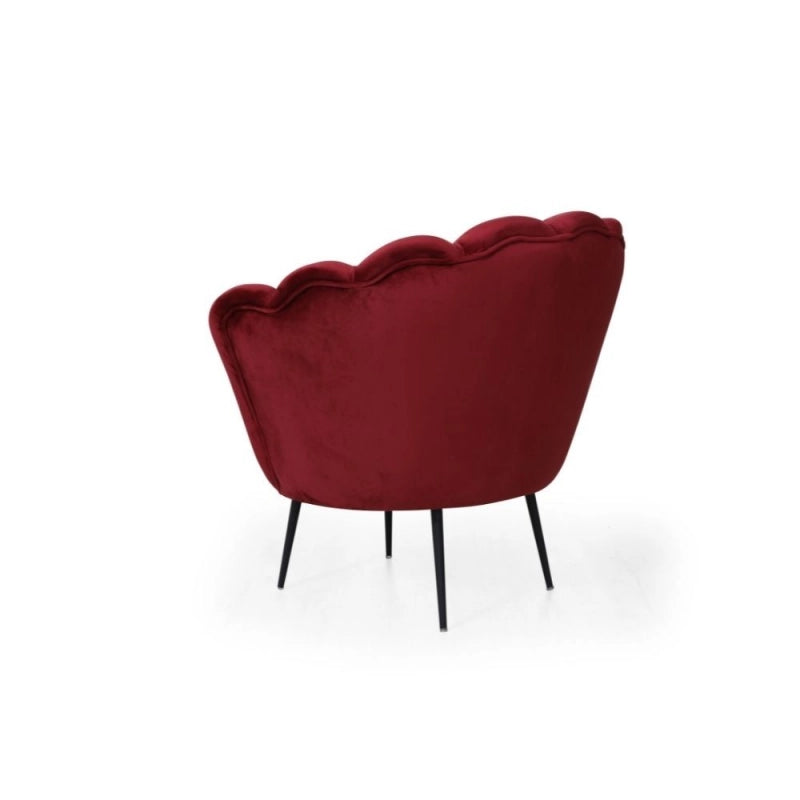 Poltrona a conchiglia Orel in velluto rosso