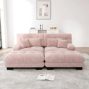 Divano angolare Cloud - Xylo - 2 posti in chenille con 2 cuscini lombari e 2 pouf, rosa