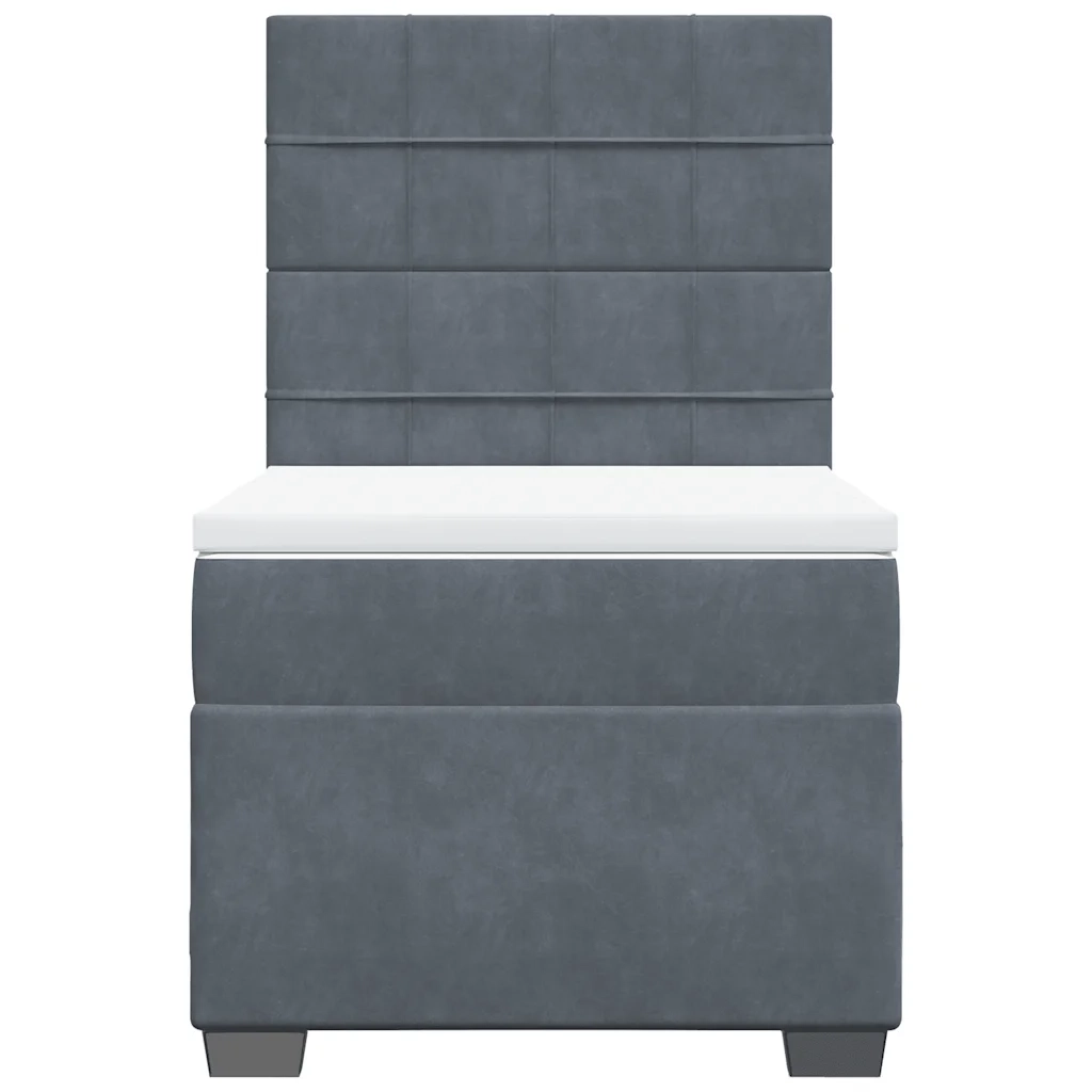 Giroletto a Molle con Materasso Grigio Scuro 80x200 cm Velluto