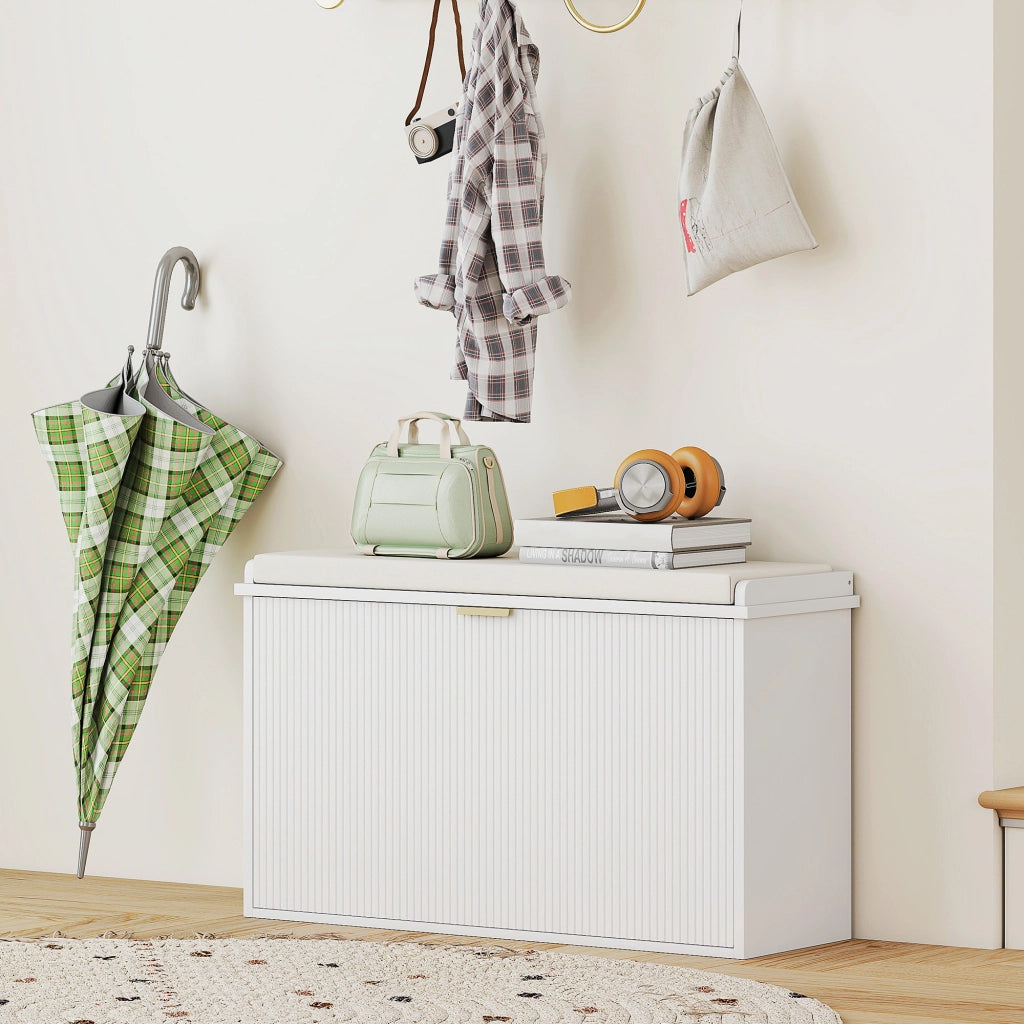 Panca con cassetto e appendiabiti ¨C Minimal ¨C 80x26x47,5 cm bianco