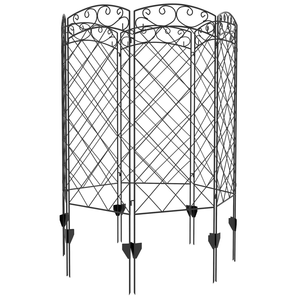 Recinzione Giardino Decorativa ¨C Minimal ¨C 7 Pezzi Metallo Nero 344x110 cm