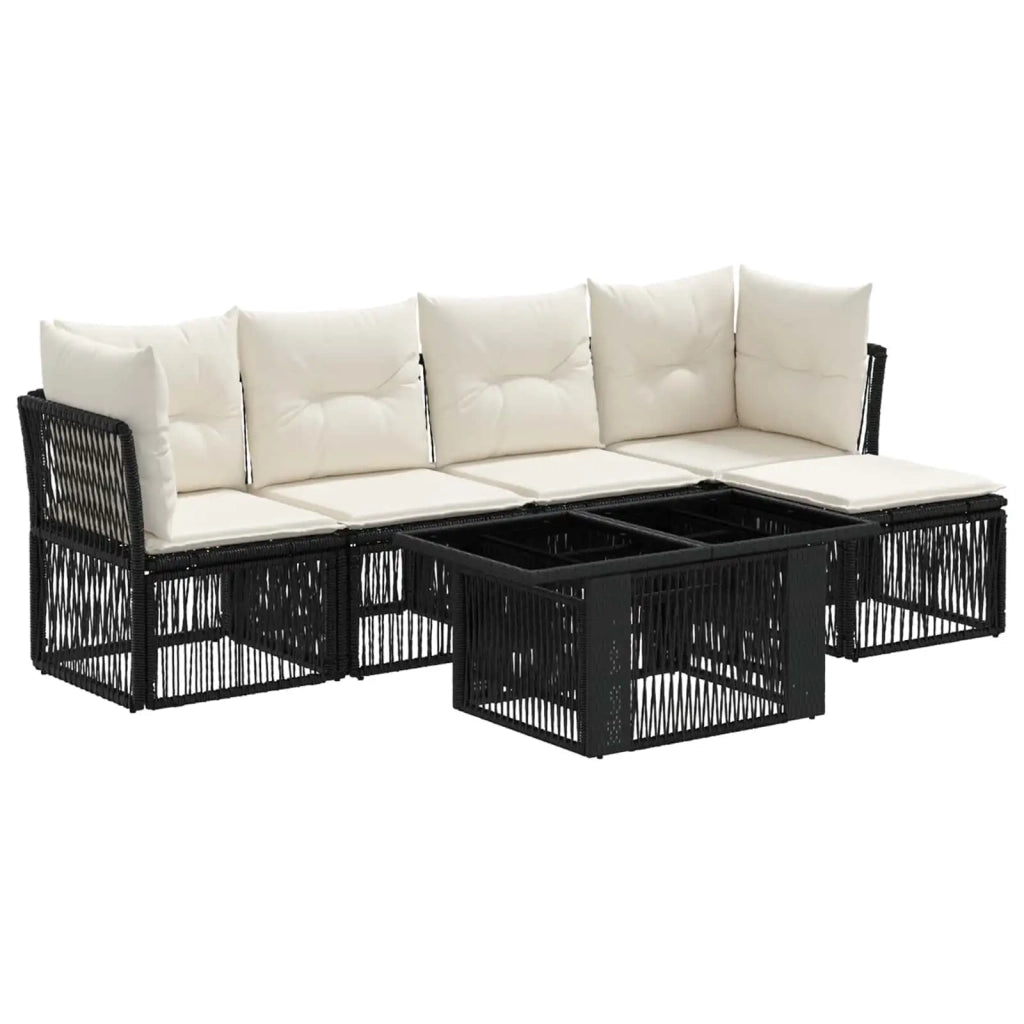 Set Divano da Giardino 6 pz Nero polyrattan 3436459