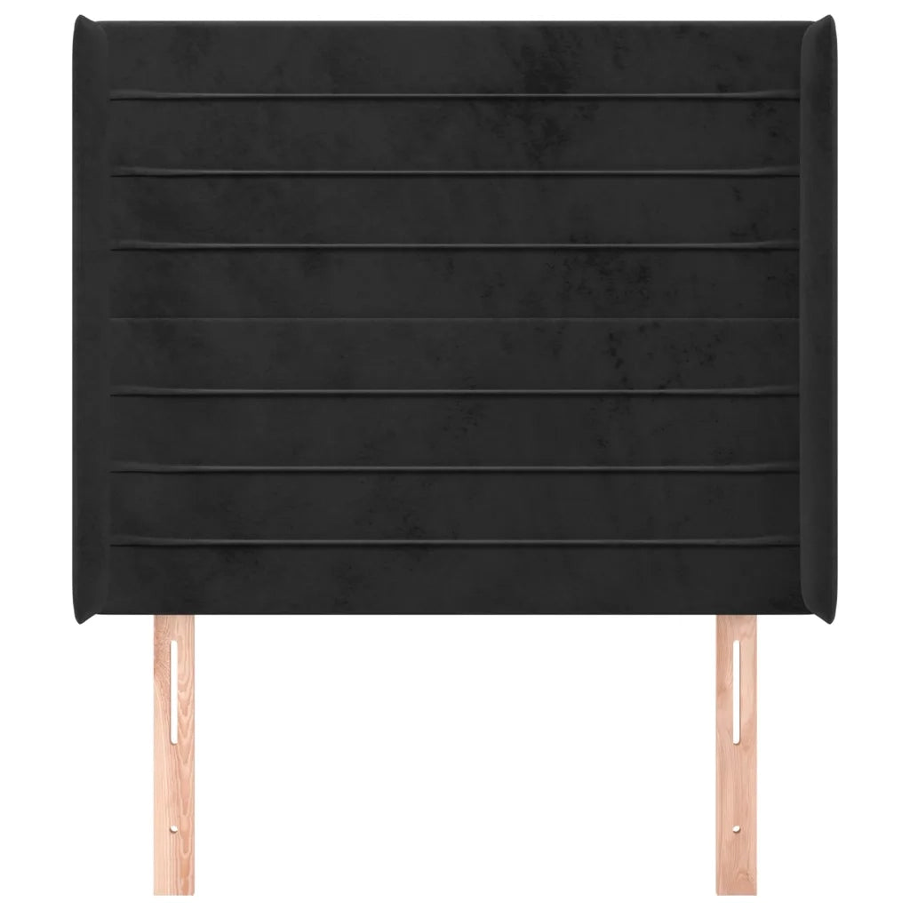 Testiera ad Orecchio Nera 83x16x118/128 cm in Velluto 3119752