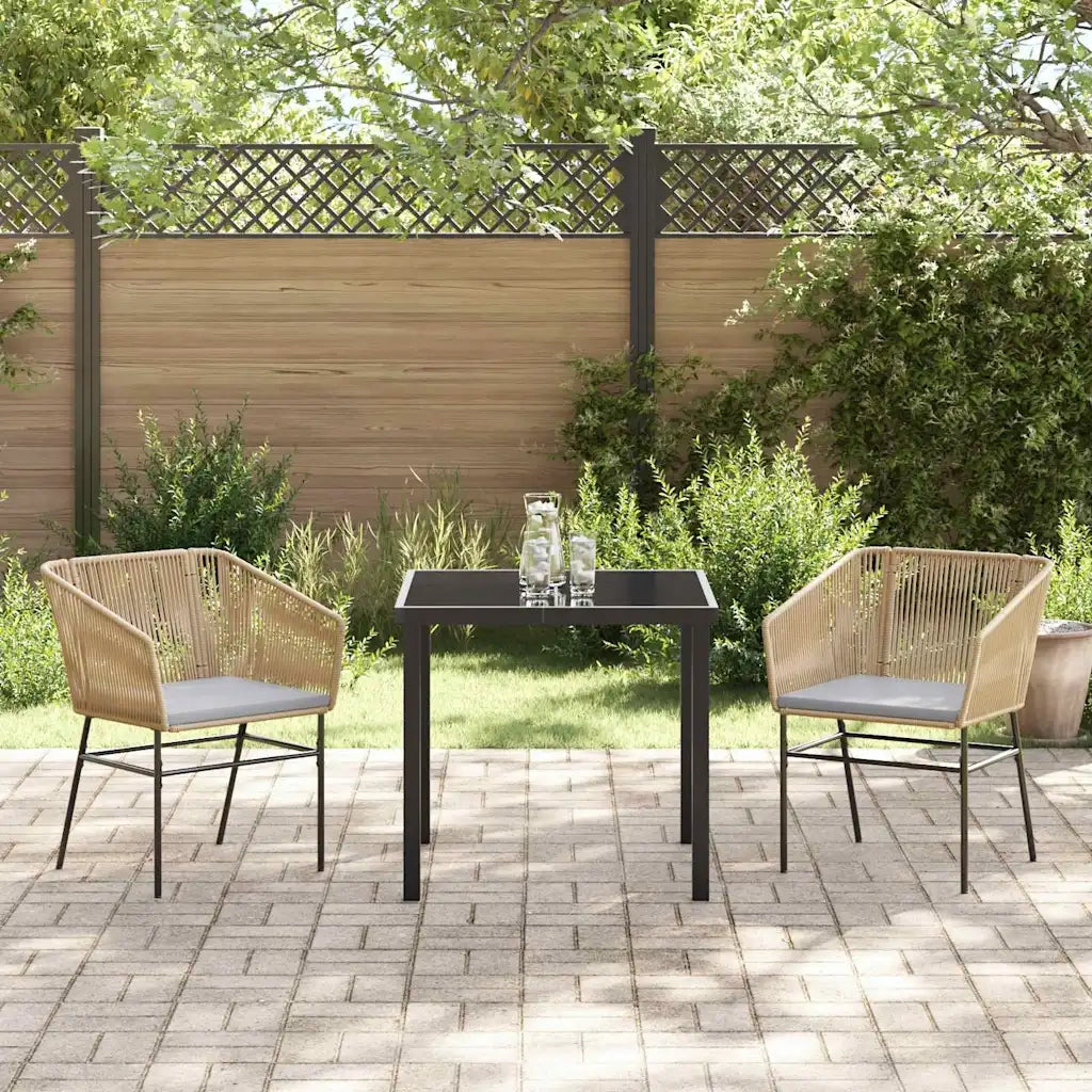Set da Pranzo per Giardino con cuscino 3 pcs Marrone