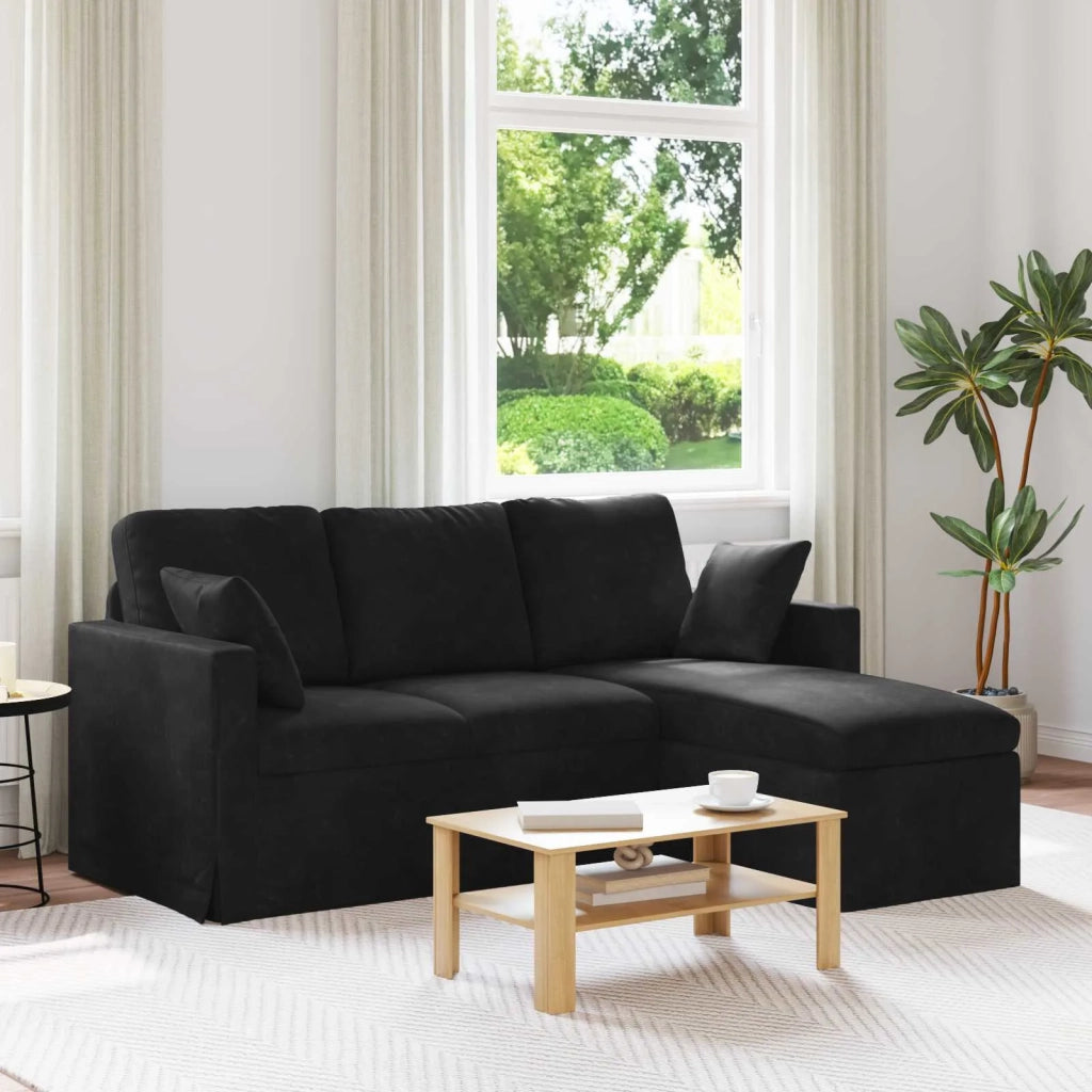 Divano Nero 198 x 134 x 80 cm Velluto