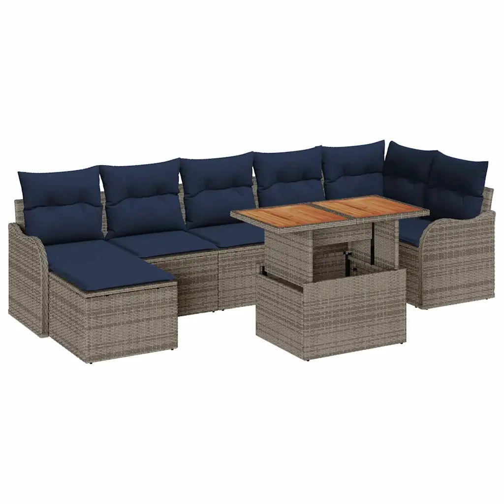 Set Divano da Giardino 8 pz grigio e blu navy 3349492