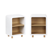 Set 2 comodini effetto legno con 2 nicchie , bianco