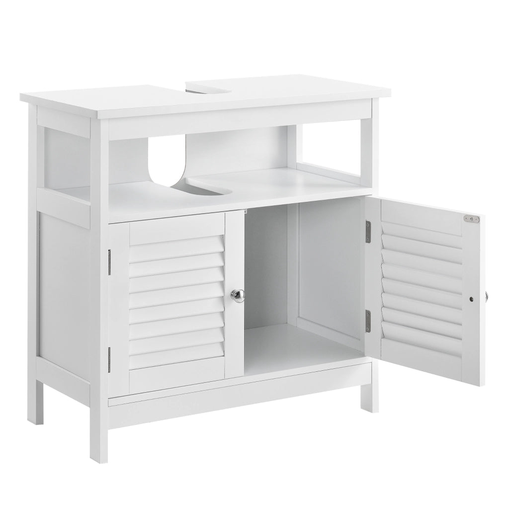 Armadietto Sottolavabo da Bagno a 2 Ante e Scomparto Aperto 60 x 60 x 30 cm - Bianco [en.casa]
