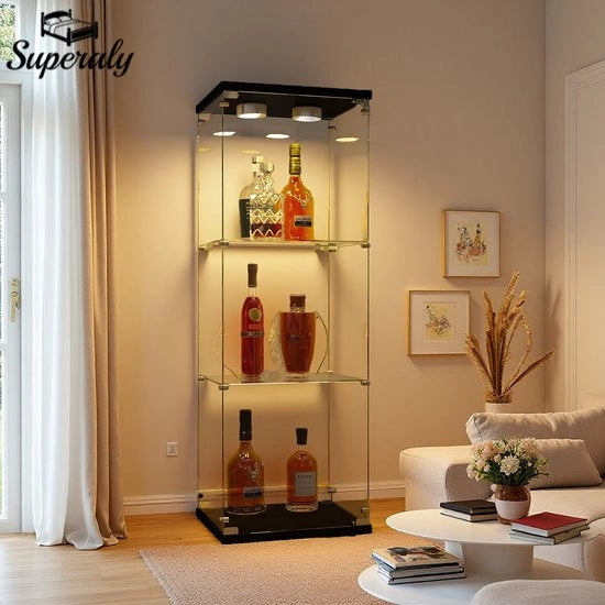 Cassettiere - Illuminazione a LED - Vetrata - 3 strati - Scheda