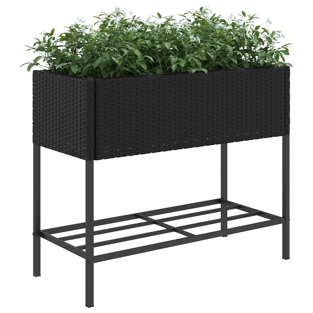 Fioriere da Giardino con Ripiani 2pz Nere 90x40x75cm Polyrattan 3210507