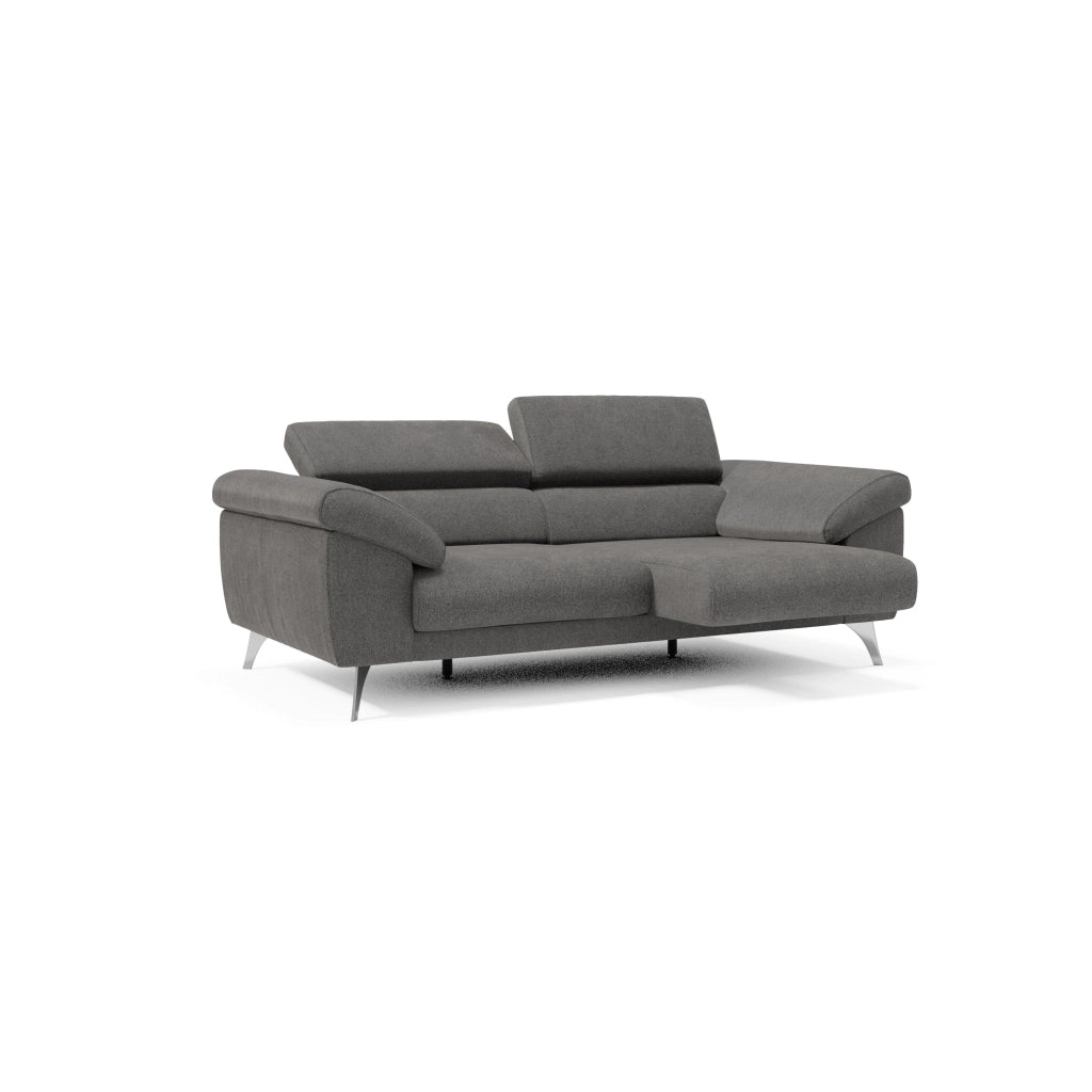 Donatello Divano con sedute allungabili braccioli contenitore e poggiatesta reclinabili in tessuto smacchiabile T23 183 cm antracite