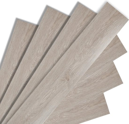 Lamina di PVC autoadesivo - 42 pezzi - 5,85 m² - Copertura del pavimento in PVC - Pavimenti in PVC - Pavimento in vinile - Pavimenti in vinile - Naturale - 91,5 x 15,2 cm x 1,5 mm - Spessore 1,5 mm - Bianco quercia
