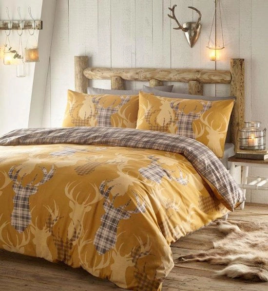Set di lenzuola con disegno di cervo - design moderno - set da 3 - dimensione reale - 50% poliestere, 50% cotone