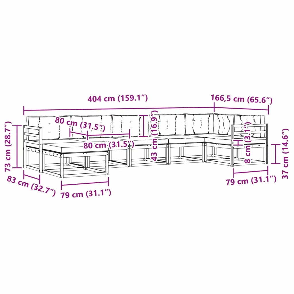 Set di divani da esterno 7 pz Bianco e Antracite 3386746