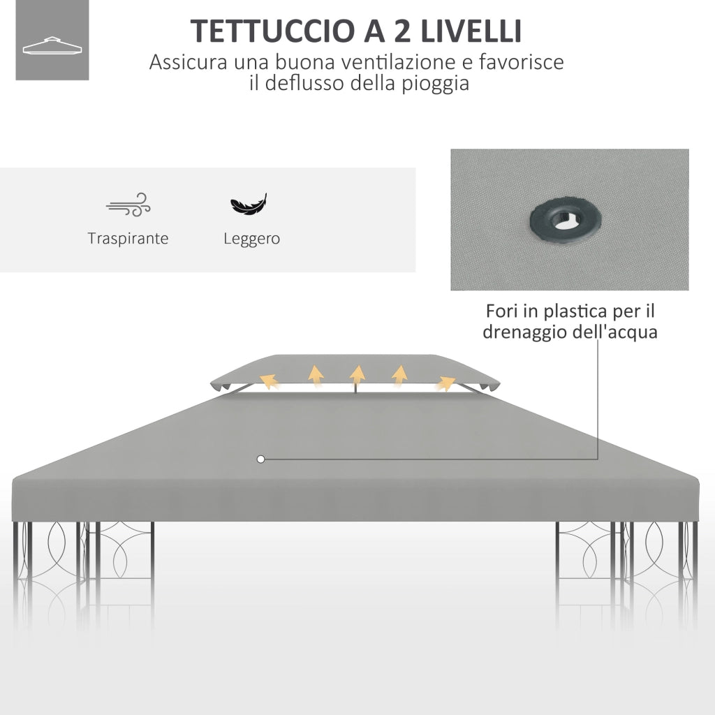 Gazebo 4x3 m a 2 Livelli ¨C Minimal ¨C Grigio