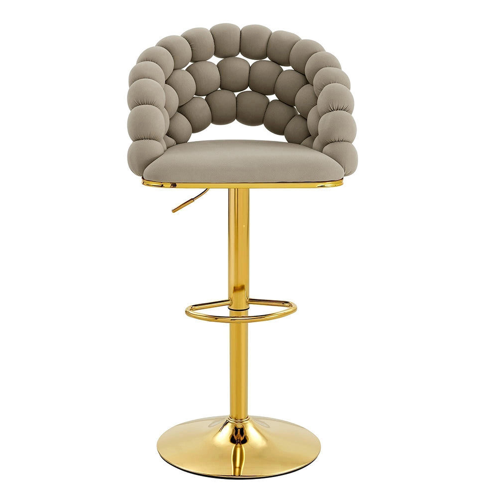 Set 2 sgabelli bar - Xylo - velluto grigio gambe dorate regolabili
