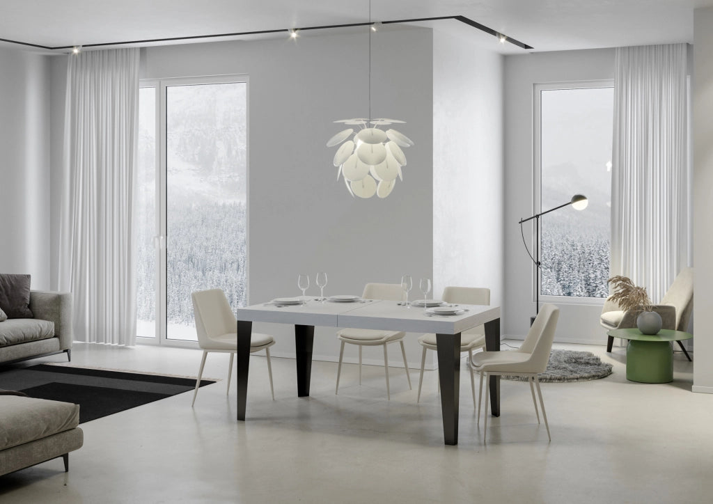 Tavolo allungabile 90x160/420 cm Flaris Premium bianco frassino telaio Antracite
