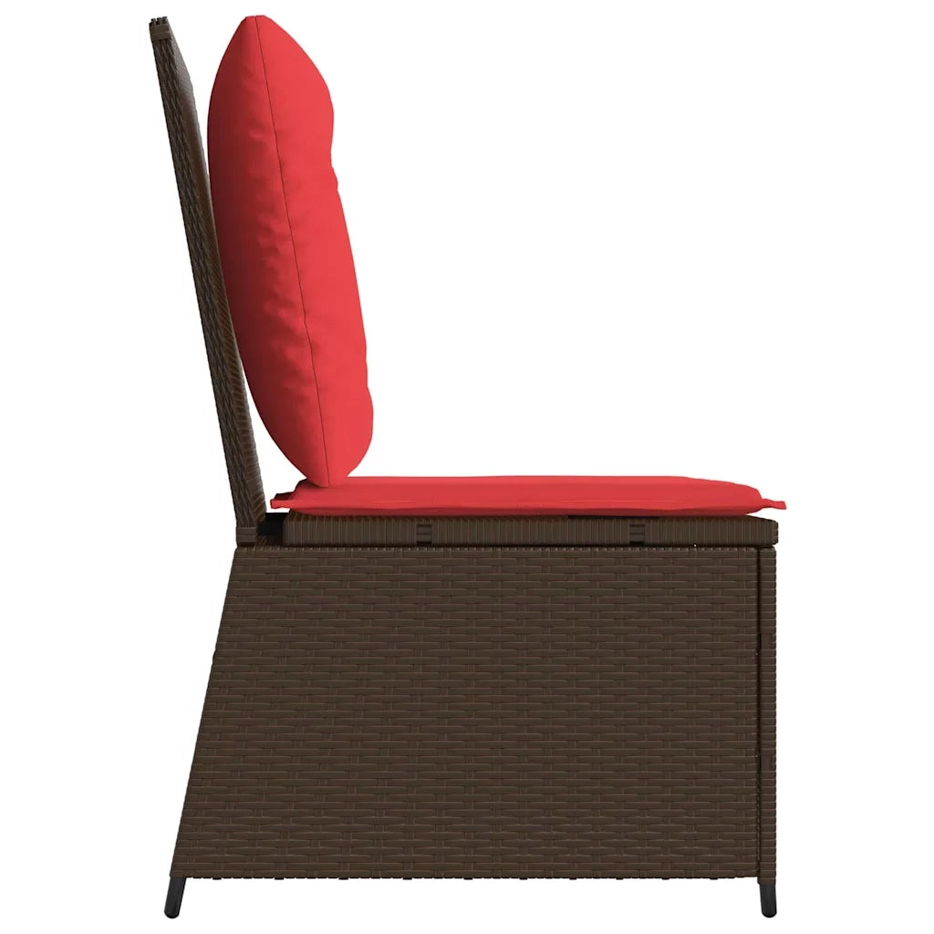 Divano da giardino con cuscino Marrone e Rosso polyrattan 3394482