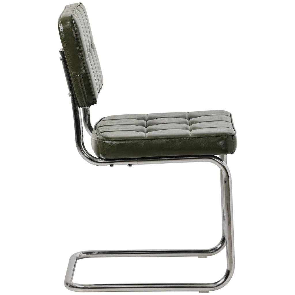 Set di 2 sedie cantilever in similpelle verde cachi MARIA