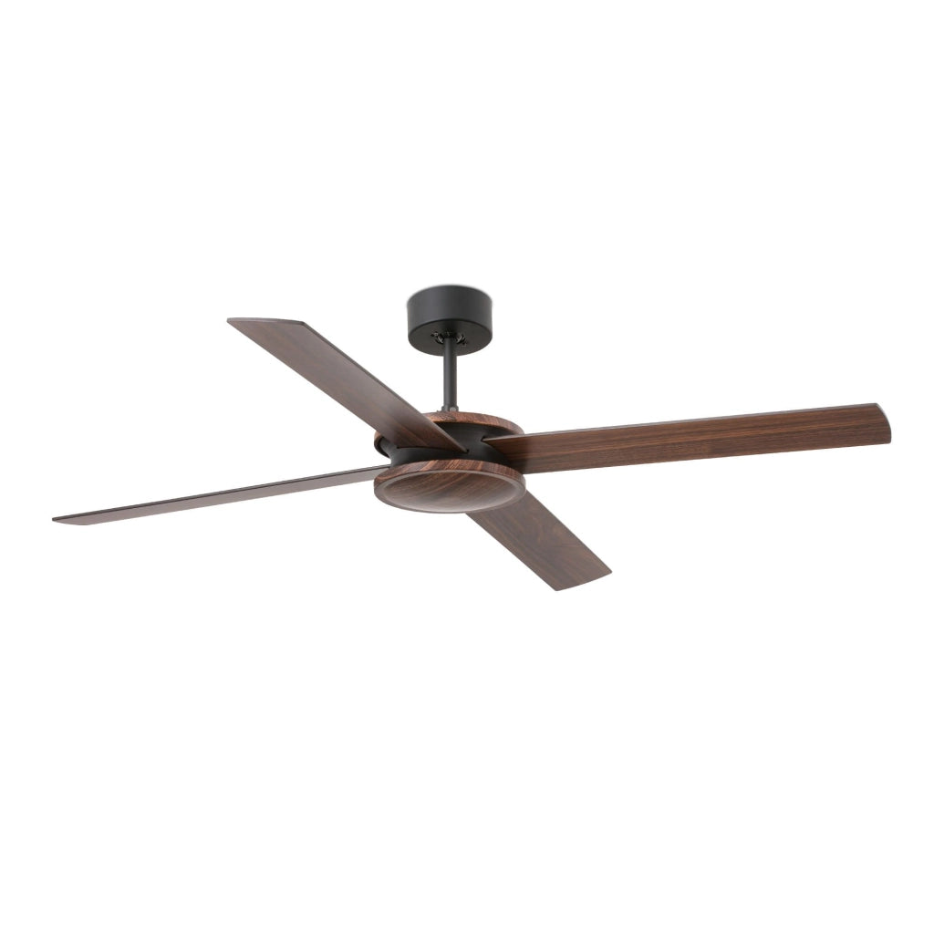 FARO Ventilatore da soffitto con motore DC senza luce 6 velocita con telecomando funzione estate-inverno per soffitti inclinati Marrone-Nero Acciaio FARO-33724