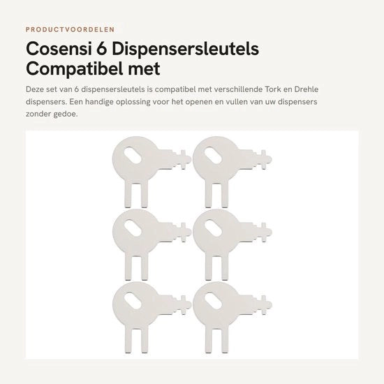 Set di 6 Chiavi di Dispensario Compatibili con Diversi Modelli