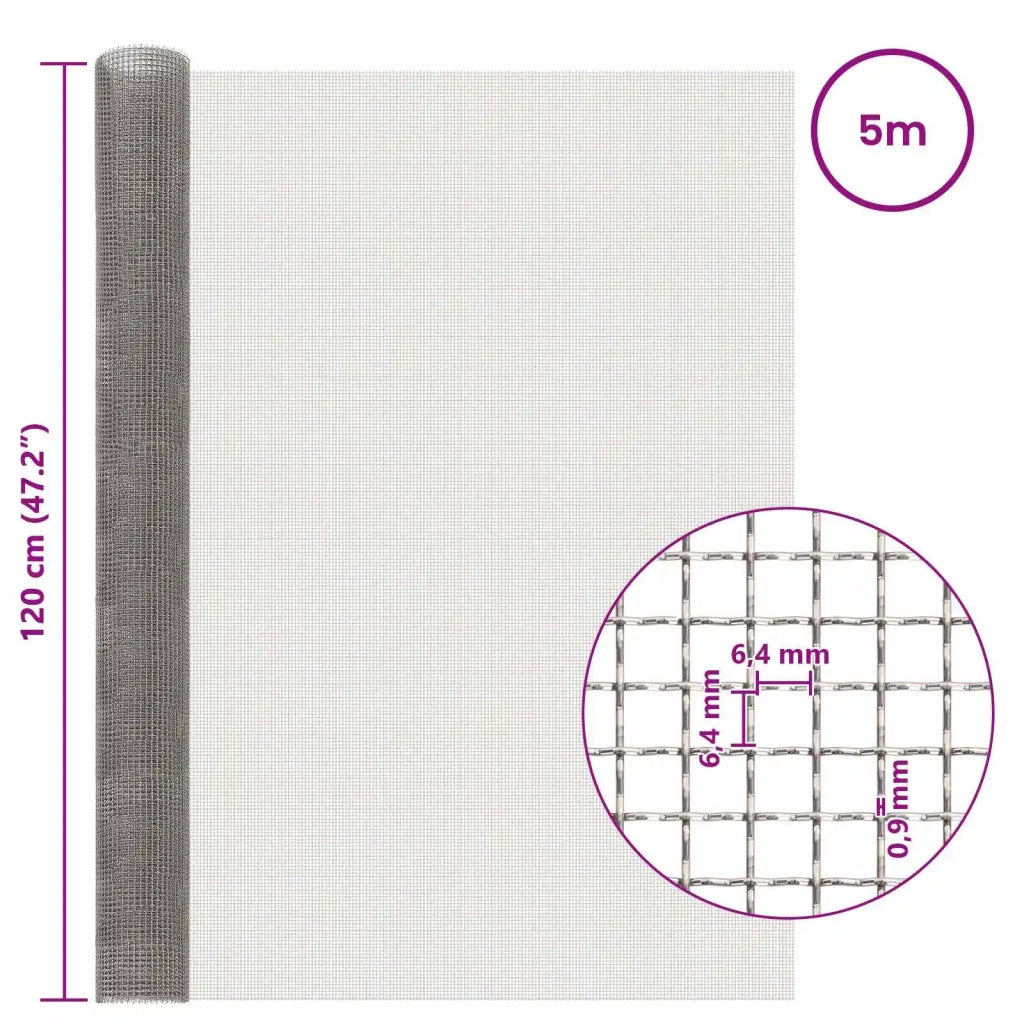 Rete per schermatura 120 x 500 cm 3 Mesh Argento 42039642