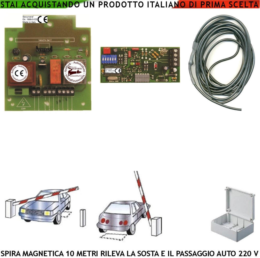 Rileva Passaggio Sosta Veicoli Spira Magnetica Interrata 10 Metri Alimentazione 230 V 50 Hz Utile Comando Automatismo Barra Semaforo Sicurezza Controllo Accessi