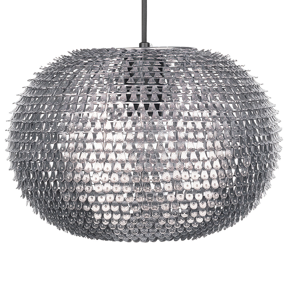 Lampada a Sospensione in Metallo Argento a forma di globo