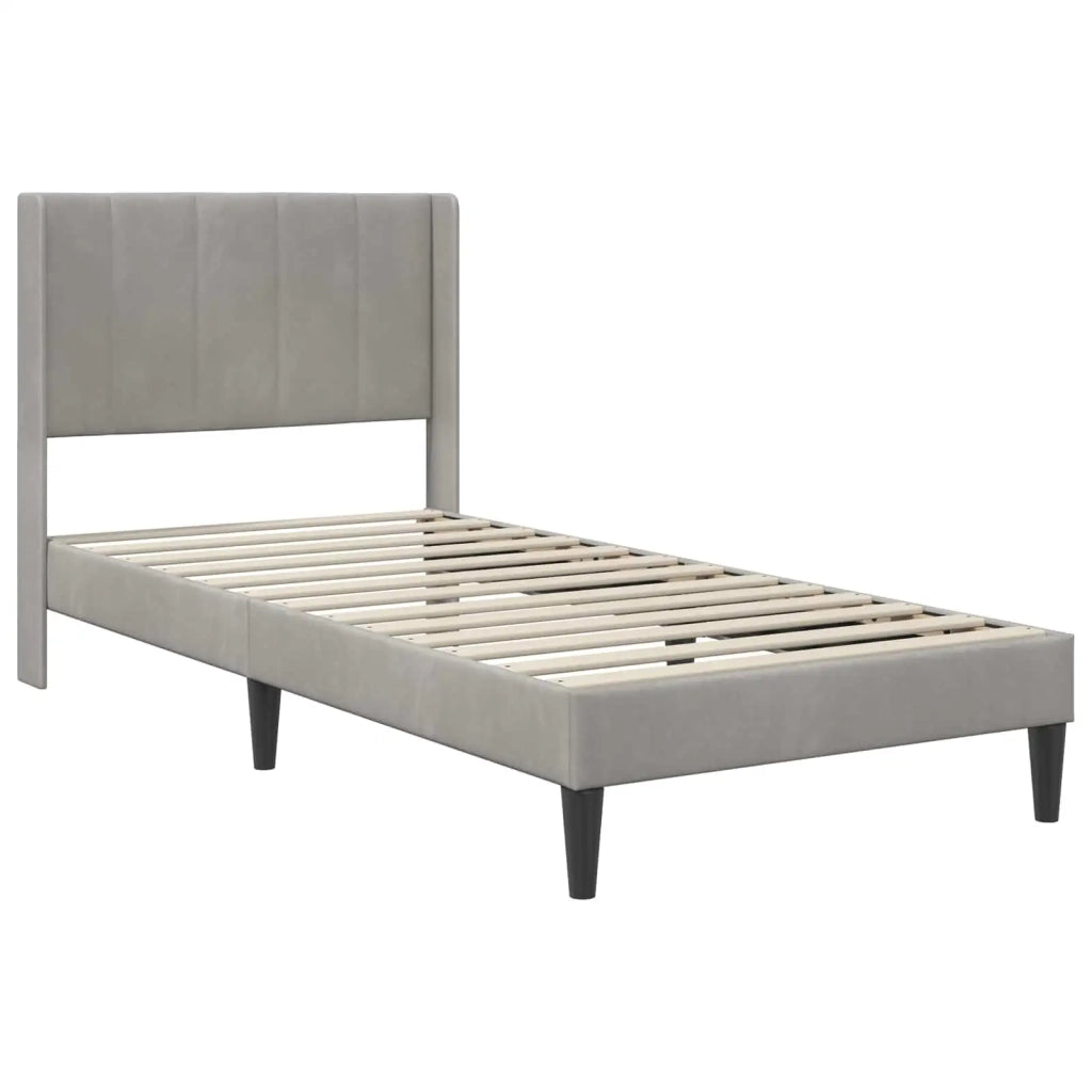 Struttura letto con materasso-Giroletto Grigio Chiaro 90 x 190 cm Velluto 388432