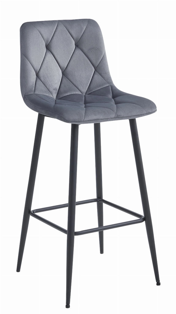 Sgabello Valora KODA in velluto grigio scuro con gambe nere x4