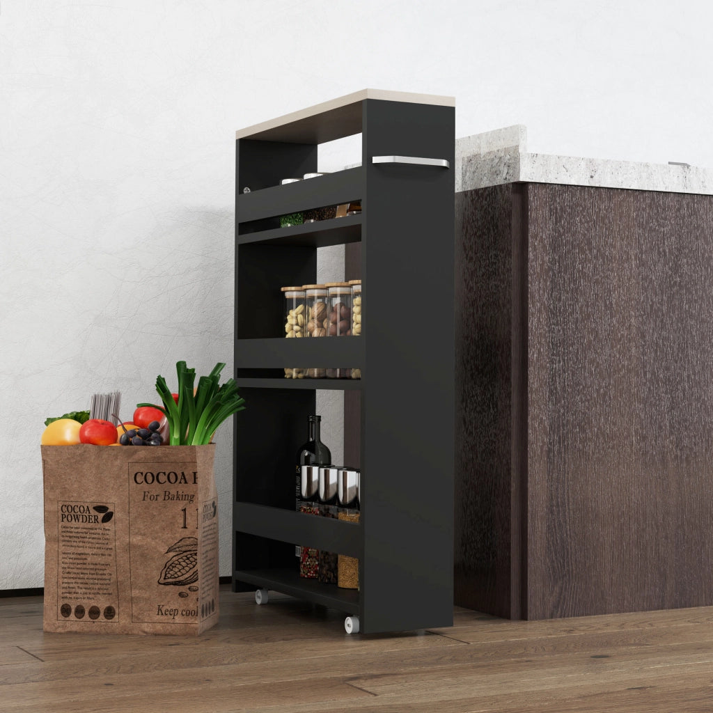 Carrello mobile con 3 ripiani ¨C Minimal ¨C 48x15x80 cm nero