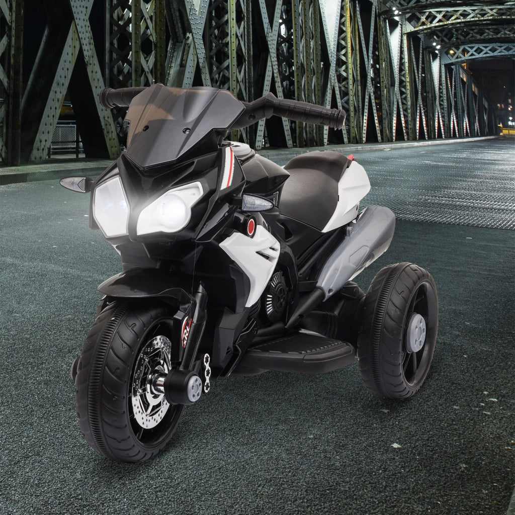 Moto elettrica bambini 3 ruote 6V ¨C zephmum ¨C nero e bianco