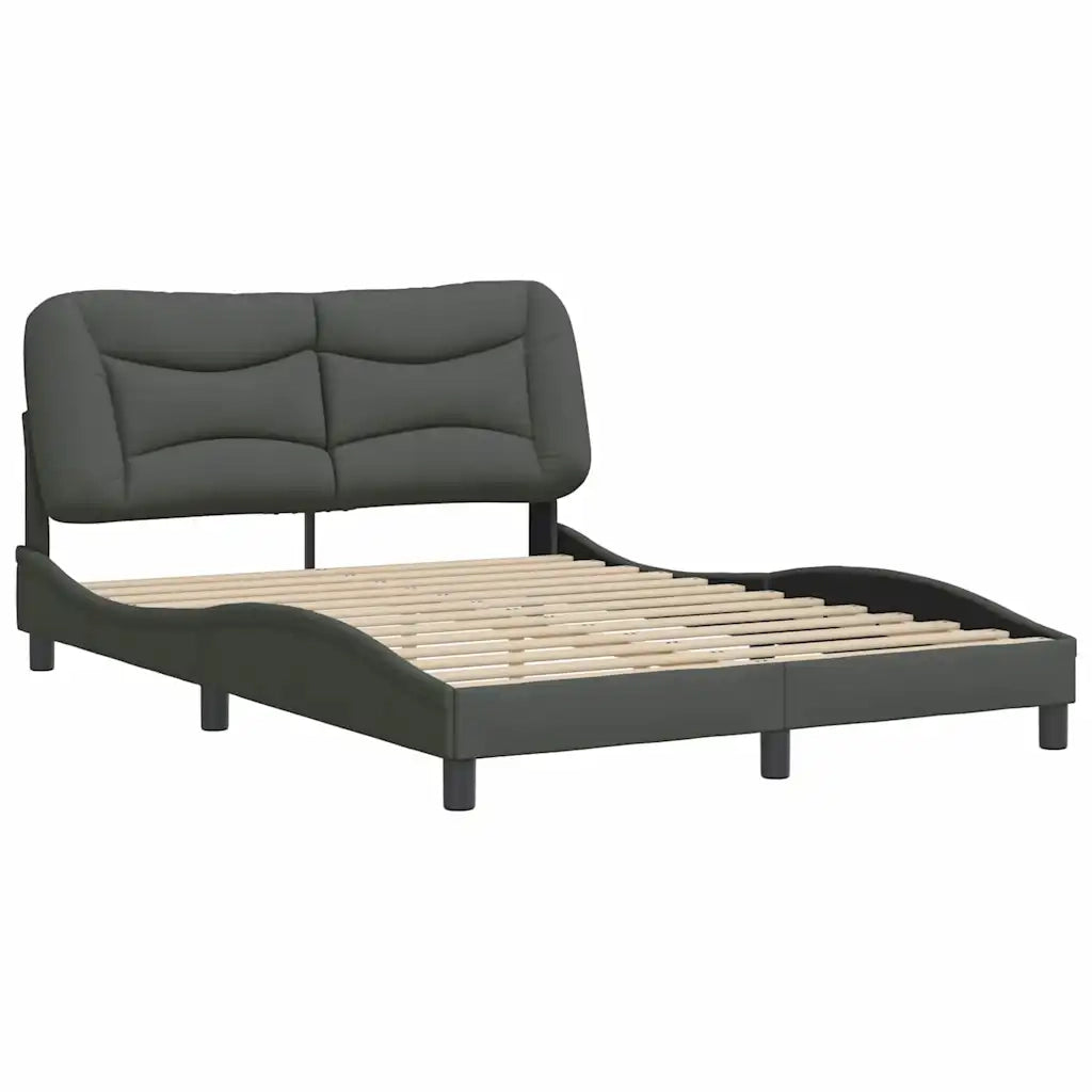 Letto matrimoniale | Letto per adulti | Giroletto senza Materasso Hvar Grigio Scuro 140x190 cm Tessuto