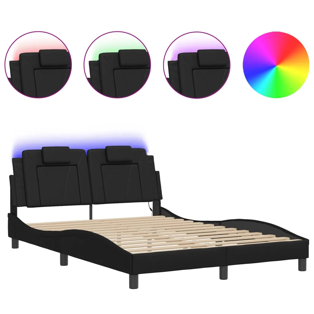 Giroletto Viana con LED senza Materasso Nero 140x190 cm 3214015