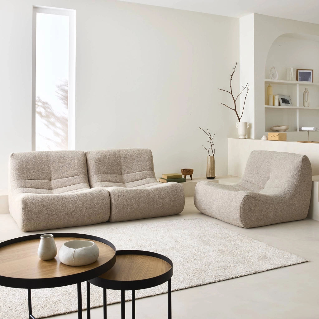 Divano modulare in bouclé, 3 posti, beige